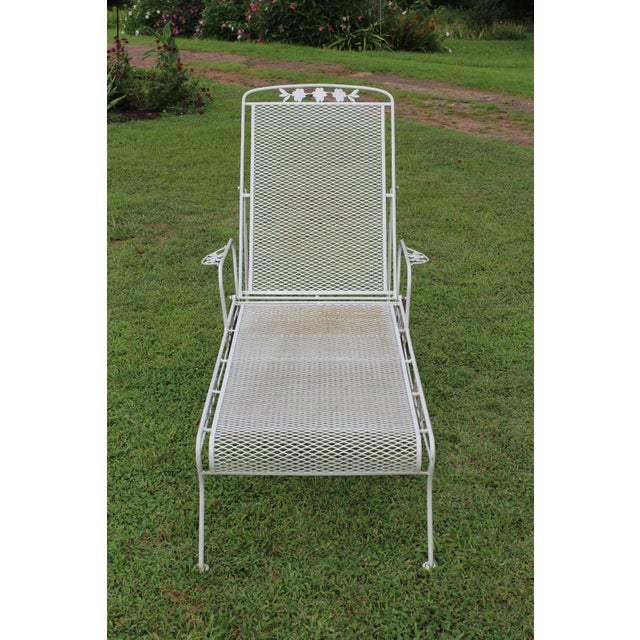 Wrought Iron Chaise Lounge With Floral Cushions For Sale - Image 6 of 15