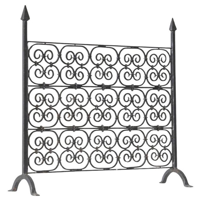 Antique Fire Screen in Wrought Iron, Late 19th Century For Sale - Image 10 of 10