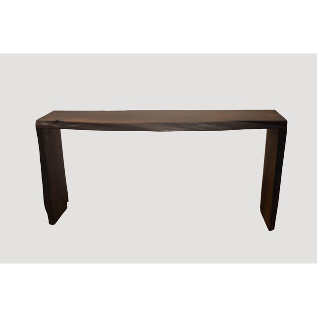 Wood Andrianna Shamaris Single Burnt Teak Wood Console For Sale - Image 7 of 18
