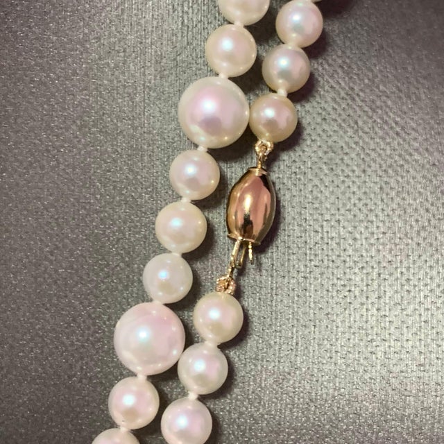 Fine Quality Akoya Pearl Necklace 14k Gold 42" 8.5 mm Certified For Sale - Image 10 of 12