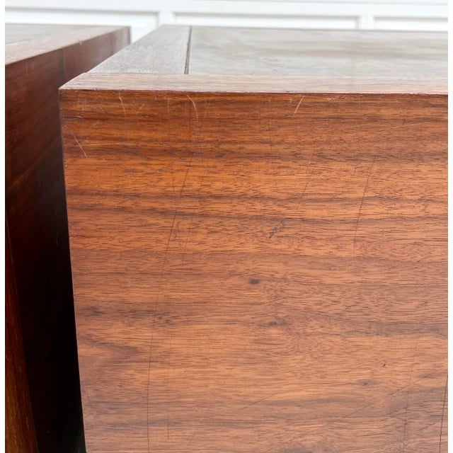 Vintage Baughman-Style Wood Side Tables With Metallic Top For Sale - Image 11 of 13