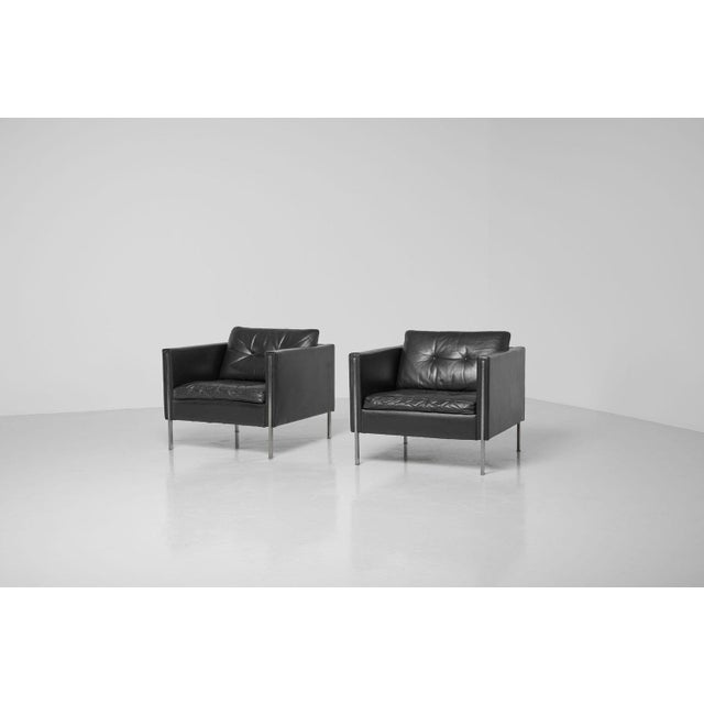 Nice minimalistic pair of model 442 lounge chairs designed by Pierre Paulin and manufactured by Artifort, The Netherlands...