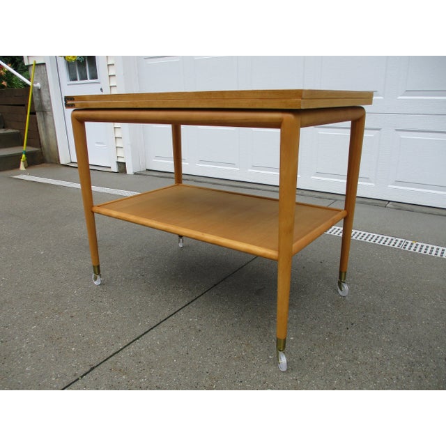 Mid-Century Modern Robsjohn-Gibbings for Widdicomb Flip Top Server Bar Cart -Professionally Restored For Sale - Image 6 of 13