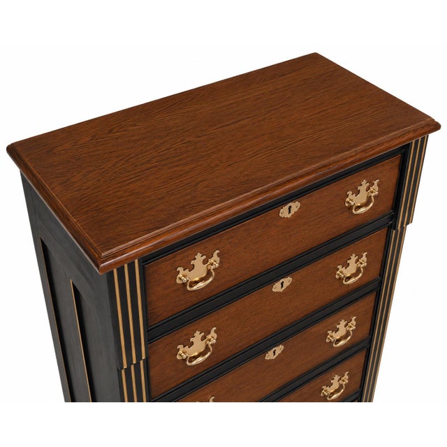 English Late 19th Century Solid Oak Chest of Drawers | Onyx Black & Old Chapel Satin Walnut Restoration For Sale - Image 3 of 4
