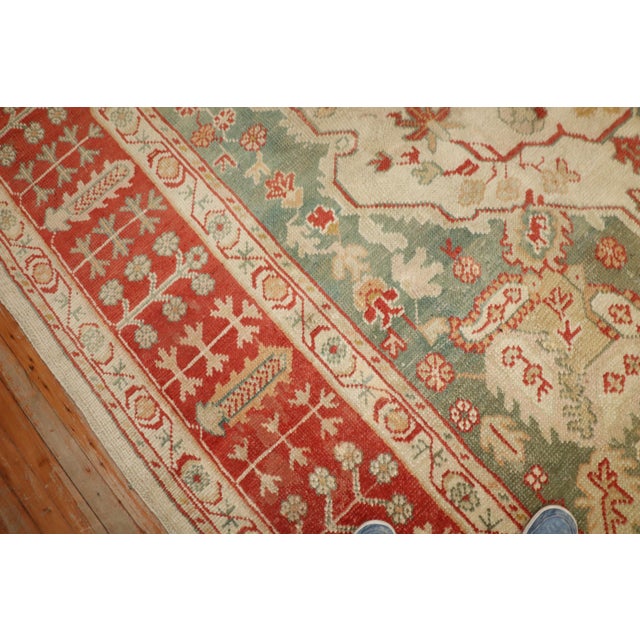 Asian Antique Zabihi Collection Ivory Antique Turkish Oushak Rug - 10'3" x 13' For Sale - Image 3 of 12