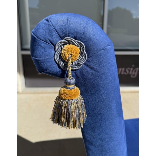 Blue Late 20th Century Set of 4 Royal Blue Chairs With Tassels For Sale - Image 8 of 18