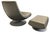 Beautiful Vintage 70's Modern Leather Swivel Lounge Chair and Swivel Ottoman. Grey Metal Bases. The ottoman measures 32' x...