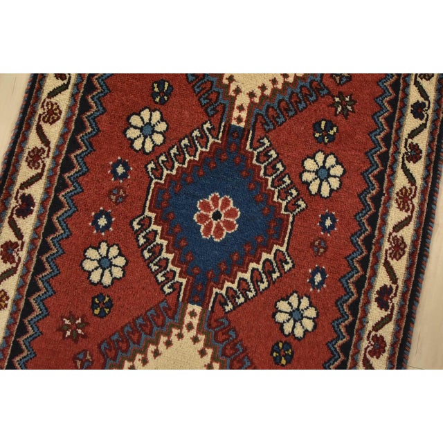 Yalameh Rug 1’10” X 2’11” Red Wool Vintage Tribal Hand-Knotted Carpet For Sale - Image 4 of 8