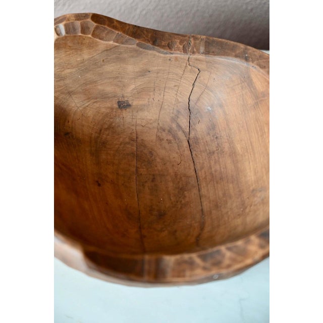 Brown Folk Wood Carved Fruit Bowl, Provence, 1960s For Sale - Image 8 of 11