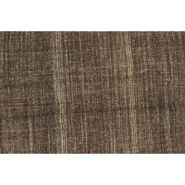 Brown & Tan Striped Wool Rug For Sale - Image 9 of 10