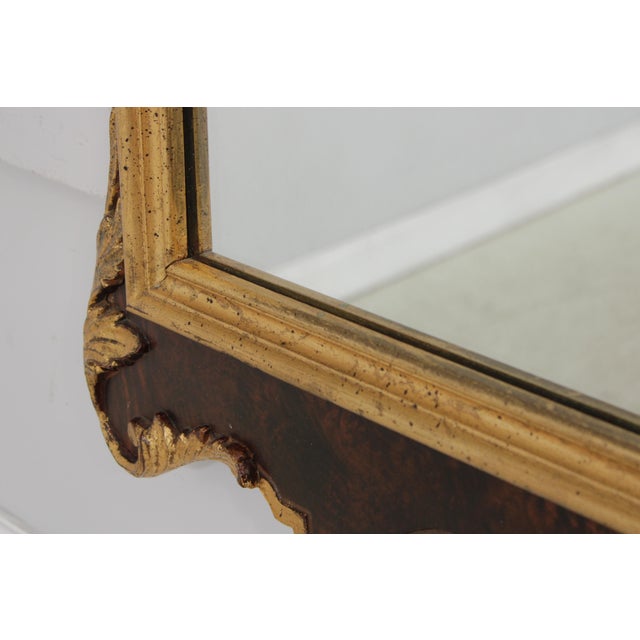 1980s Labarge Giltwood Flame Walnut Frame Wall Mirror For Sale - Image 5 of 18
