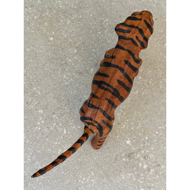 Mid-Century Modern A Vintage 1970’s Leather-Wrapped Bengal Tiger Figurine From India For Sale - Image 3 of 12