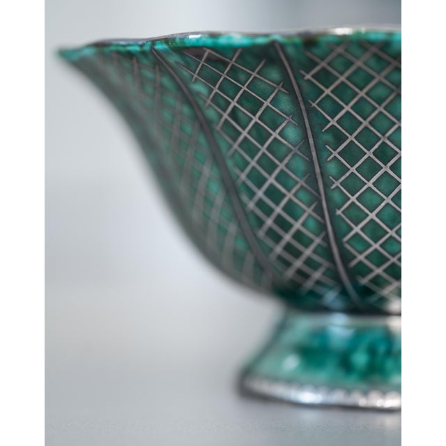 Gustavsberg Argenta Bowl with Silver Decoration by Wilhelm Kåge for Gustavsberg, Sweden, 1949 For Sale - Image 4 of 8