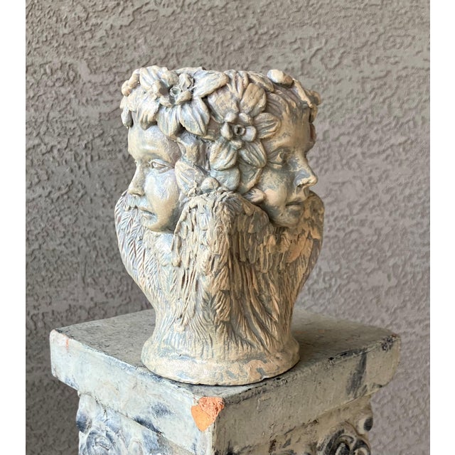 Late 20th-Century Enchanting Châteaucore-Style Three-Faced Cherub Candle or Plant Holder For Sale - Image 17 of 18