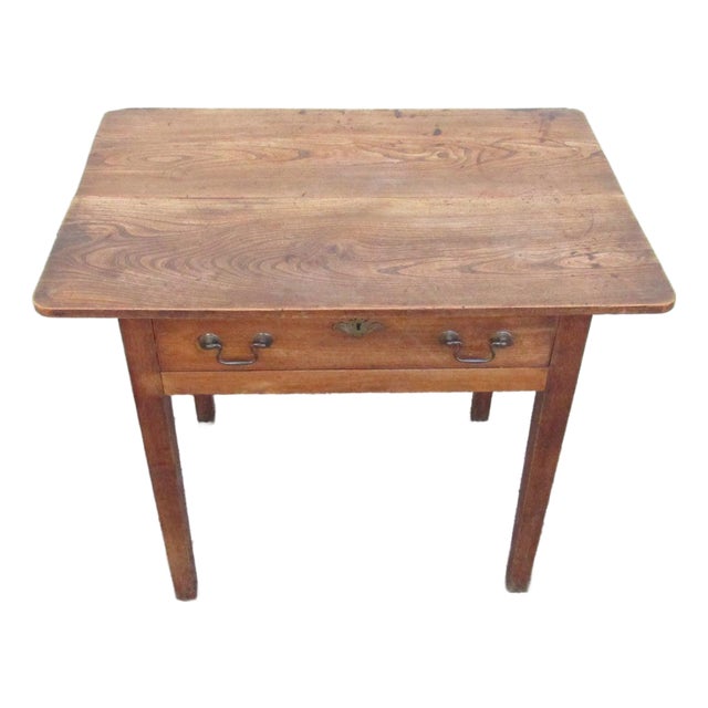 Antique English Elmwood Side Table For Sale