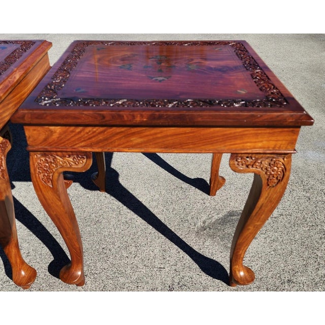 Brown Anglo Indian Walnut Side Tables Pair For Sale - Image 8 of 11