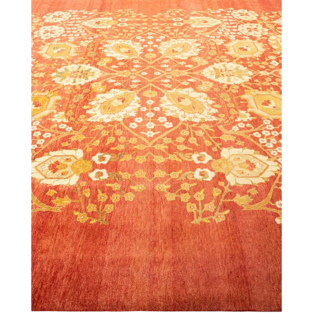 Solo Rugs Eclectic, One-of-a-Kind Hand-Knotted Area Rug in Orange, 9' 0" x 12' 1" For Sale - Image 4 of 8