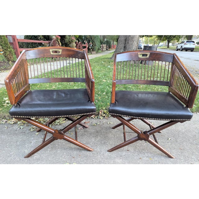 1940's Bankers/ Campaign Chairs For Sale - Image 4 of 11