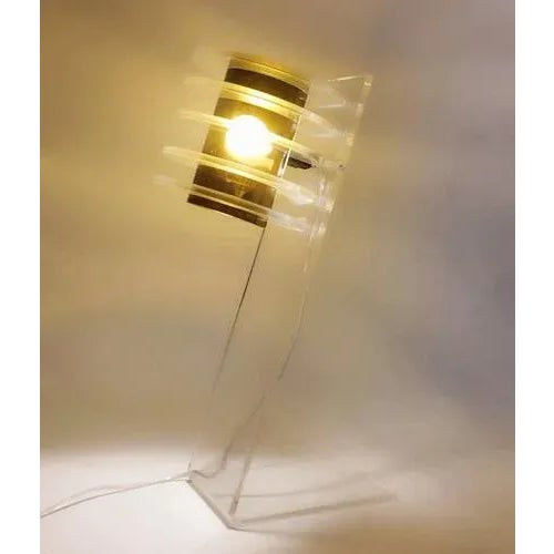 Sculptural Space Age Clear and Smoked Acrylic Glass Table Lamp, Italy, 1970s For Sale - Image 9 of 12