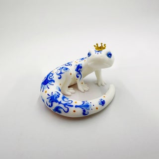 Delft Salamander 1 by Nana Williams | Resin cast, acrylic gouache of a decorated salamander For Sale