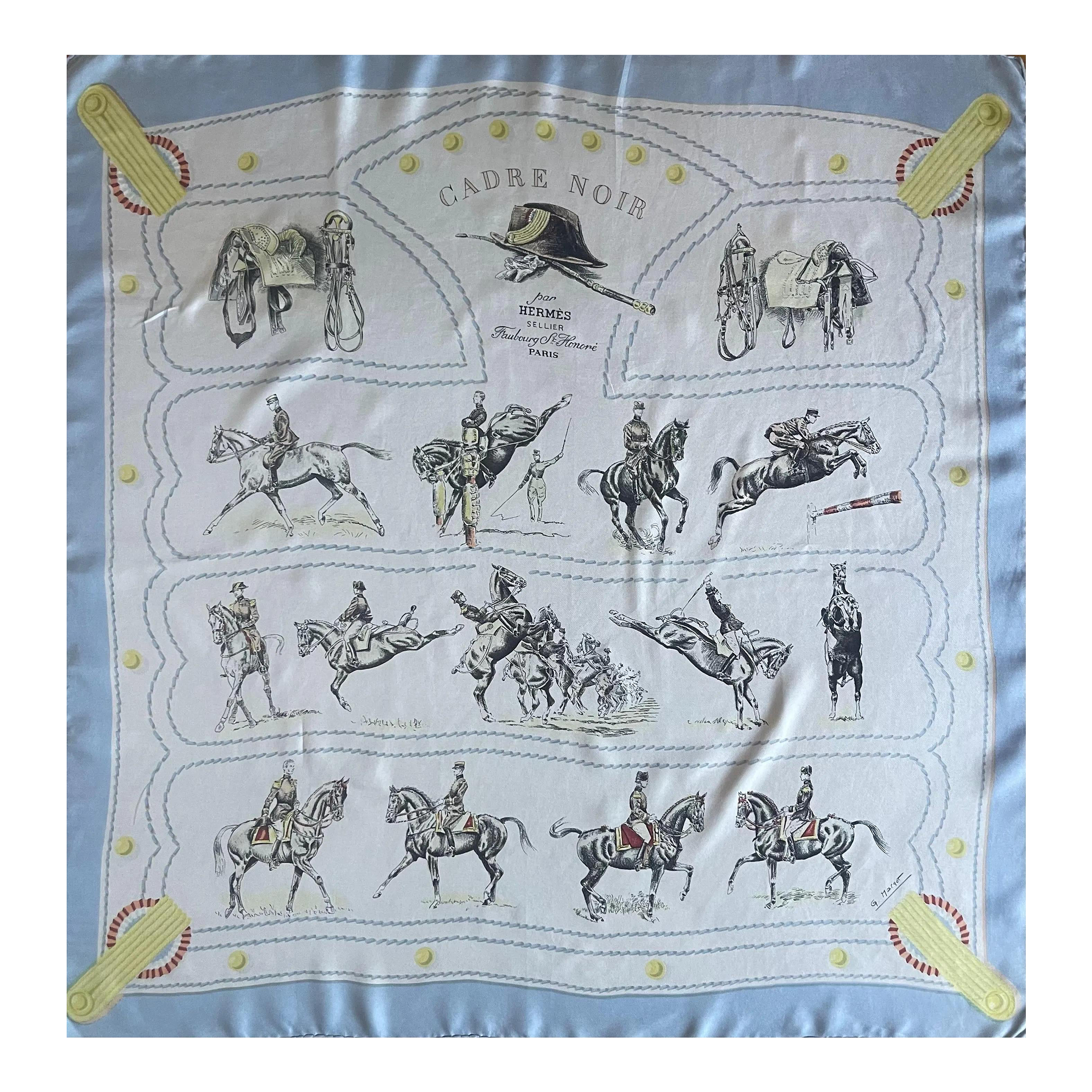 HERMES CADRE NOIR シルクスカーフ Hermès Silk Scarf “Cadre Noir” 1960 | Chairish