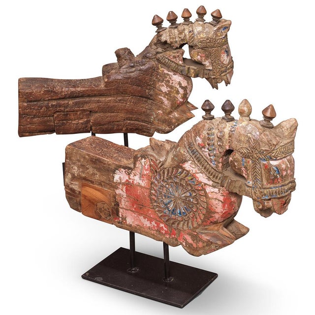 Carved Wooden Horse on Stand, 1940s For Sale - Image 4 of 7
