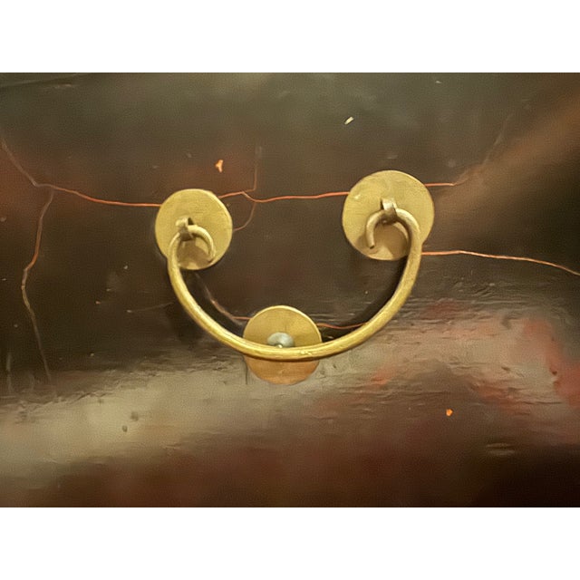 Late 19th Century 19th Century Chinese Black Lacquer Wedding Trunk With Hand Painted Peony Motifs For Sale - Image 5 of 6