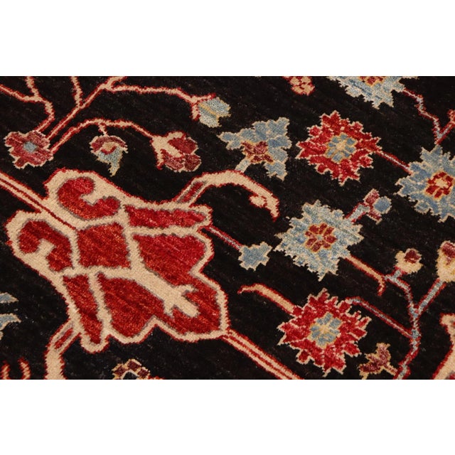 Traditional 1990s Bohemien Ziegler Black Blue Hand-Knotted Wool Rug - 9'11'' X 13'8'' For Sale - Image 3 of 8