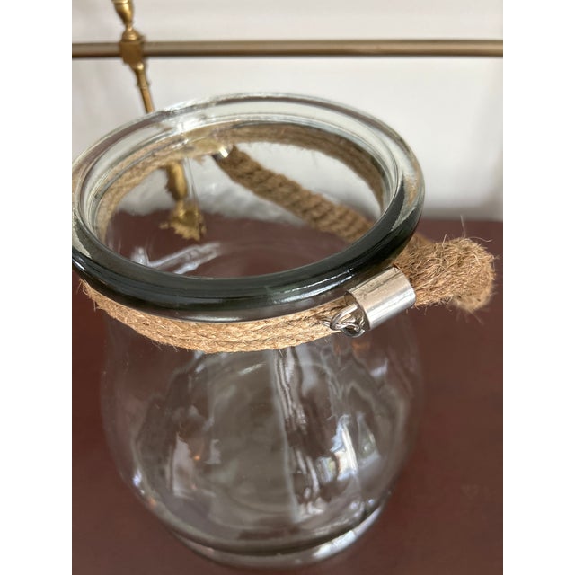 Early 20th Century l.e. Smith Glass Jar With Jute Rope Handle, Coastal Style For Sale - Image 5 of 6