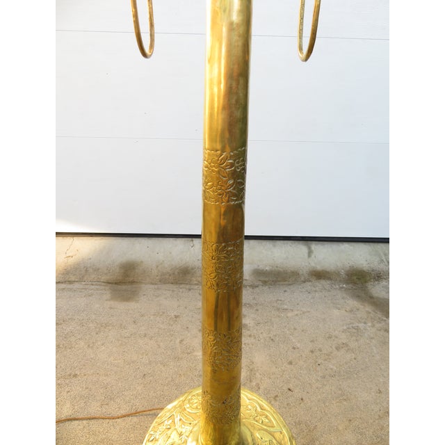 Monumental 4ft Vintage Hammered Brass Ottoman Revival Floor Lamp ~ Repousse Art ~ Hollywood Regency / Bohemian ~ Antique Lighting For Sale - Image 10 of 18