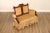 High Quality Carved Solid Walnut and Custom Upholstered Loveseat Settee with Tufted Back and Armrests, On Rolling Casters