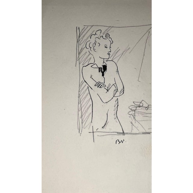 Benjamin II Vautier, Young Boy at the Window, Graphite on Paper For Sale