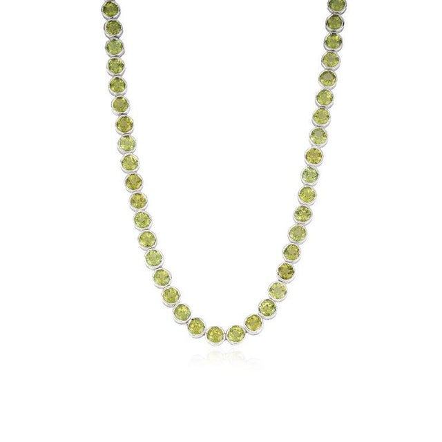 Sterling Silver Green Peridot Birthstone Tennis Necklace for Womens For Sale - Image 6 of 12