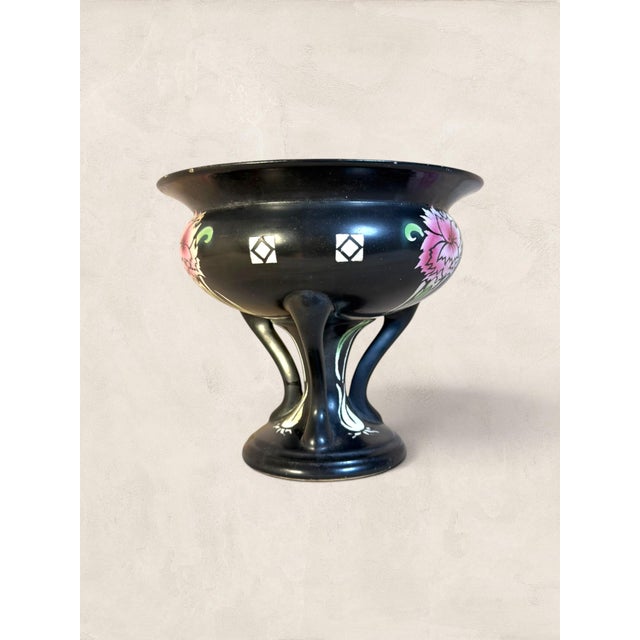 Shelley Antique English Shelley “Carnation” Black Art Nouveau Footed Jardinière For Sale - Image 4 of 9