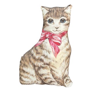 1970s-80s Grey Cat Pillow For Sale