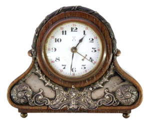 Wooden Alarm Clock with Silver Applications