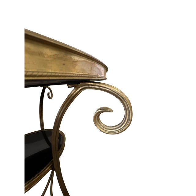 Early 20th Century French Directoire Round End Table Gueridon Brass with Black Marble Top For Sale - Image 12 of 18