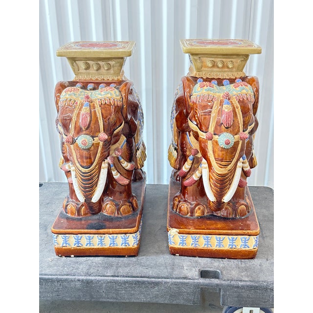 Fabulous pair of vintage garden stools. In the shape of an elephant. Heavy weight. Ceramic. Perfect to use indoors or out...