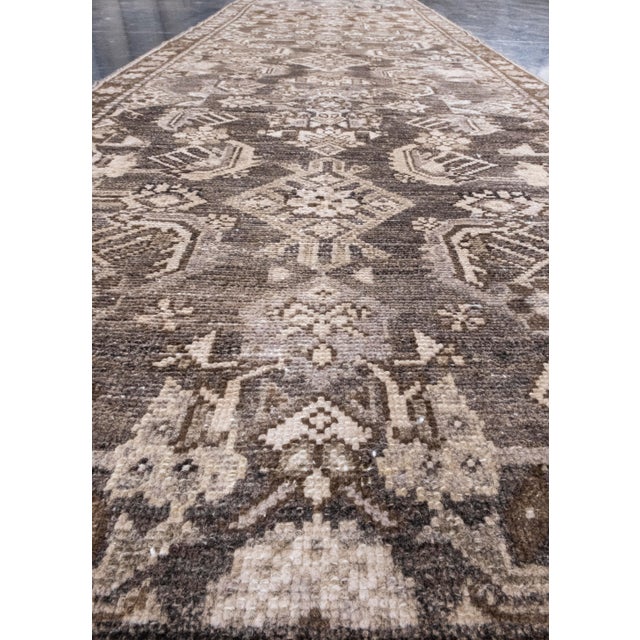Taupe Turkish Vintage Runner Rug Brown & Ivory Anatolian Handwoven Wool 2'6" X 9'3" For Sale - Image 8 of 10