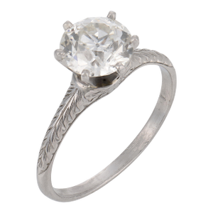 1920s Art Deco Gia 1.75 Carat Old European Cut Diamond Platinum Ring, Size 7.25