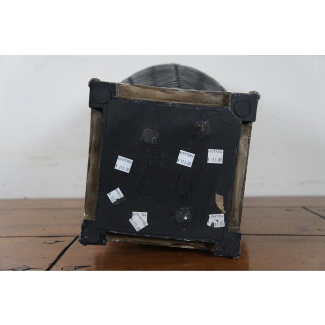 Late 20th Century Black & Silver Basketweave Handled Footed Flower Urn Centerpiece Vase For Sale - Image 11 of 12