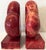 Cool and beautiful red alabaster heart shaped bookends. Original sticker on bottom. Hand carved and made in Italy....