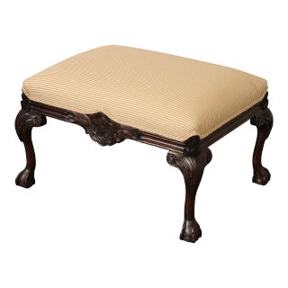 Sherrill Georgian Style Carved Claw Foot Ottoman For Sale