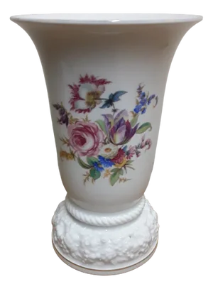 Art Deco Porcelain Vase with Colored Flower Motif by Philipp Rosenthal, 1931