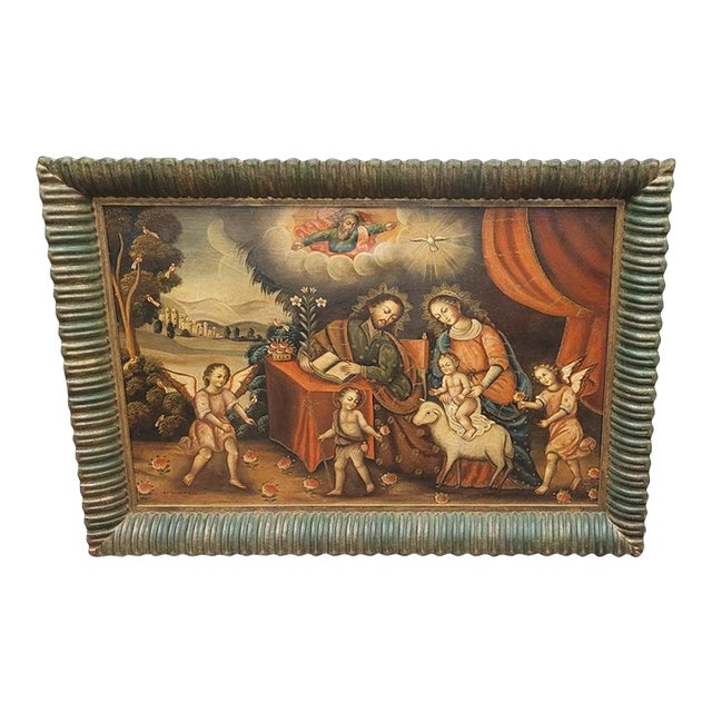 Exceptional Vintage Spanish Colonial Baroque Style Painting For Sale