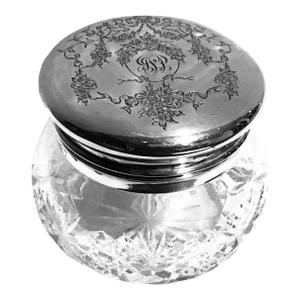 1890’s Ryrie Sterling Silver Top Cut-Glass Beauty Jar