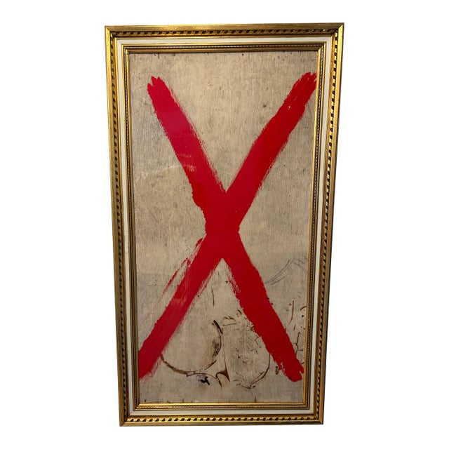 Large Graffiti-Style Modern Painting in Vintage Frame. “X” For Sale