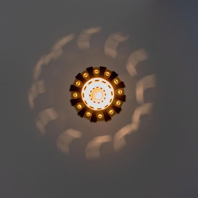 Ivory & Brown Ceramiy Trumpet Pendant Light, Denmark, 1970s For Sale - Image 12 of 18