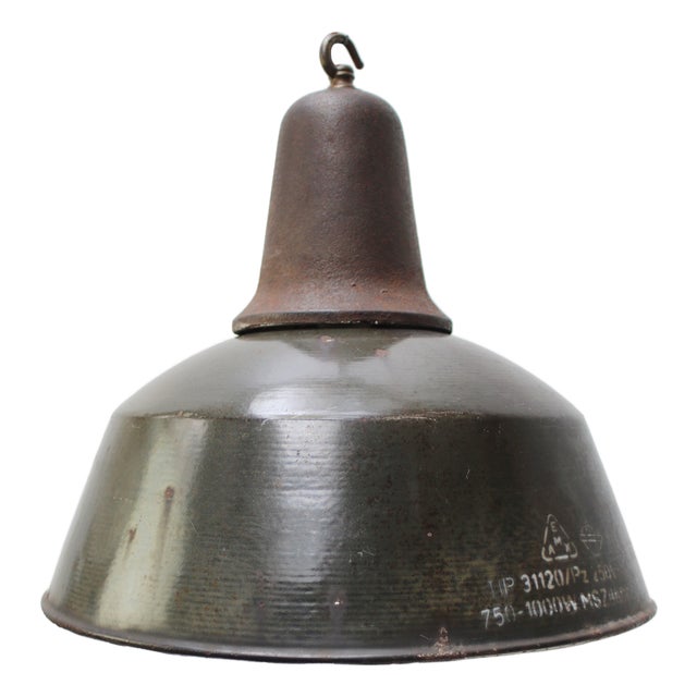 Vintage Industrial Brown Enamel Factory Pendant Lamp For Sale