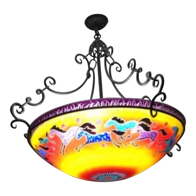 Signed Ulla Darni “Horses & Sunsets” Pendant For Sale